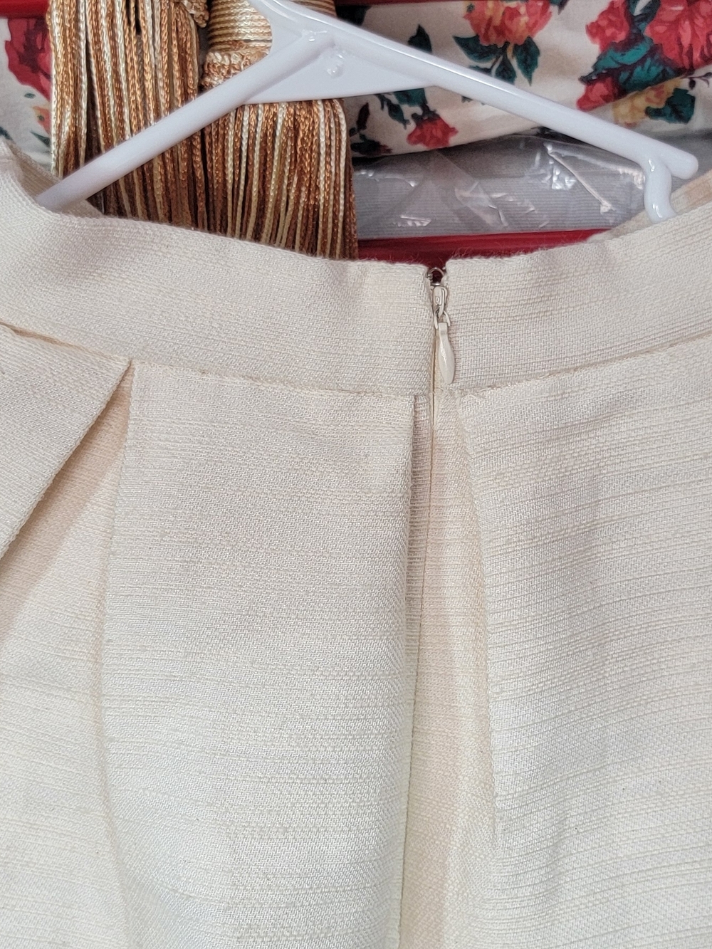 Hutch Anthropologie Varsity Striped Cream Midi Skirt with Coral - Picture 4 of 9